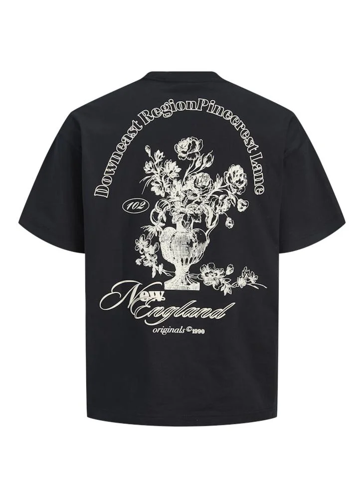 JACK & JONES Black Logo Crew Neck T-Shirt for Men | Best Price UAE
